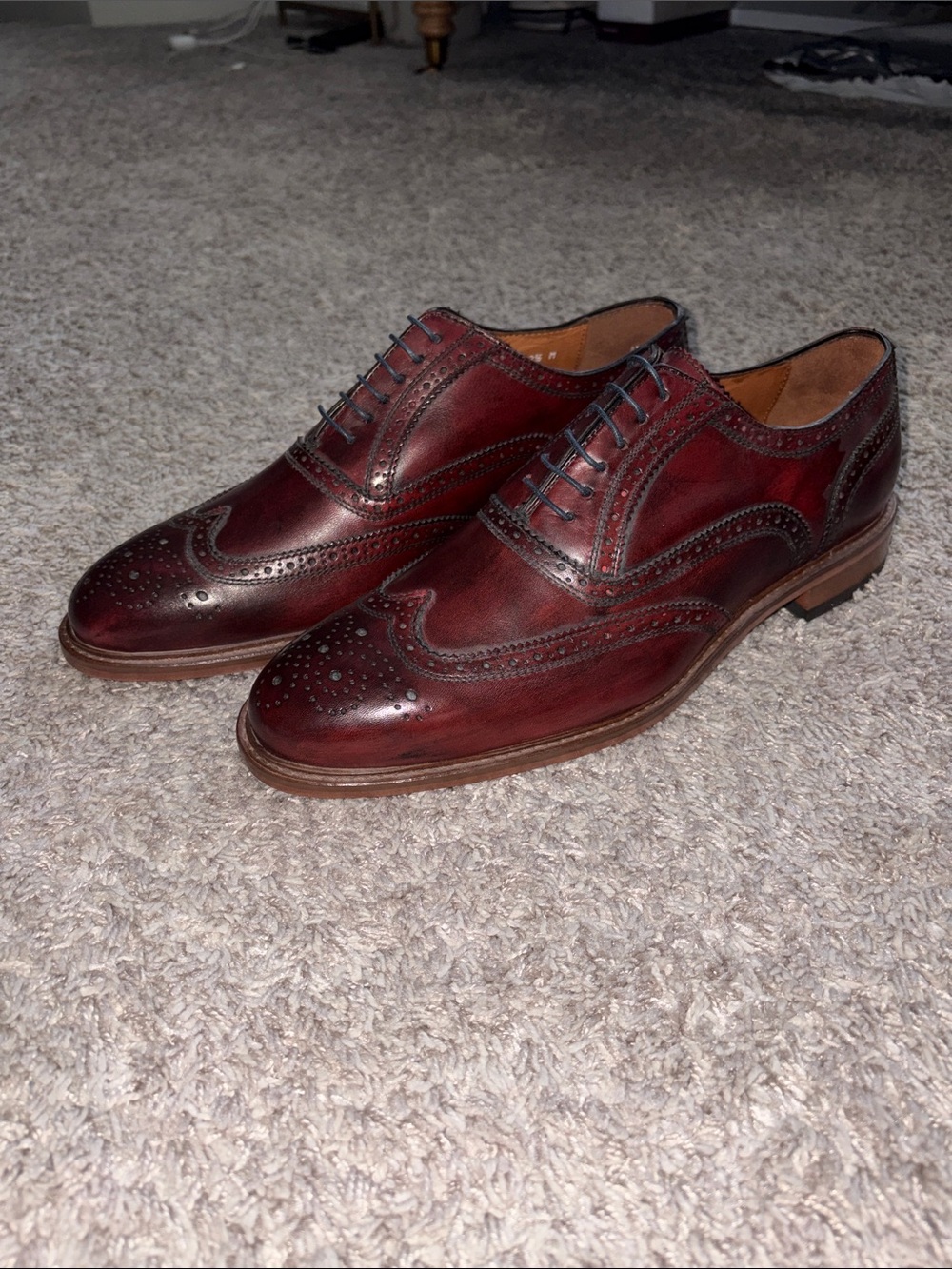 Mercanti Fiorentini Burgundy Leather Wingtip Brogues